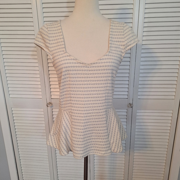 Anthropologie postmark peplum stretchy top sz medium *C - Picture 4 of 7
